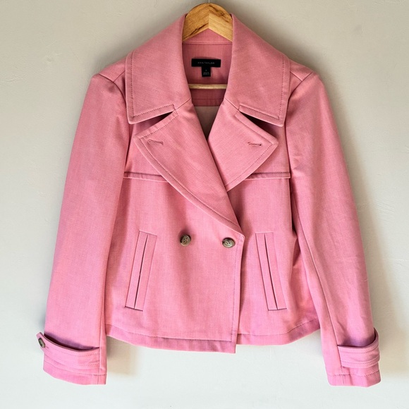 Ann Taylor Light Pink/Red Cropped Pea Coat - Picture 1 of 8